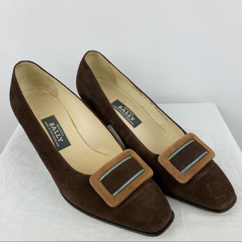 Bally Switzerland VTG Brown Suede Heeled Loafer